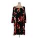 DressBarn Casual Dress - Mini Boatneck 3/4 sleeves: Black Floral Dresses - Women's Size 3X