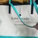 Kate Spade Bags | My Nearly New Kate Spade Logo Bon Shopper Tote Bag In Canvas/Teal & Leather | Color: Blue/Tan | Size: Os