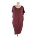 Carly Jean Casual Dress - Shift Scoop Neck Short sleeves: Burgundy Print Dresses - Women's Size Medium