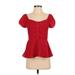 lost & wander Short Sleeve Blouse: Red Tops - Women's Size X-Small