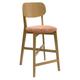 Tabouret de bar en bois clair chêne et tissu effet velours terracotta H65 cm lucia - Bois clair /