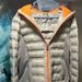 Michael Kors Jackets & Coats | Michael Kors. Large. Winter Jacket With Hoodie, Silver With Orange Accent | Color: Orange/Silver | Size: L