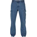 Bequeme Jeans URBAN CLASSICS "Herren Straight Leg Cargo Jeans" Gr. 33, Normalgrößen, blau (light blue washed) Herren Jeans