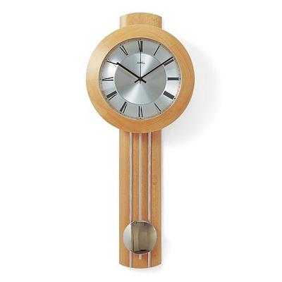 Funk-Pendelwanduhr AMS "F5132/18", braun (buchefarben), Wanduhren, B/L: 60cm x 25cm, Quarzuhr, Holzgehäuse,Buche,Esszimmer,Wohnzimmer,Made in Germany Image