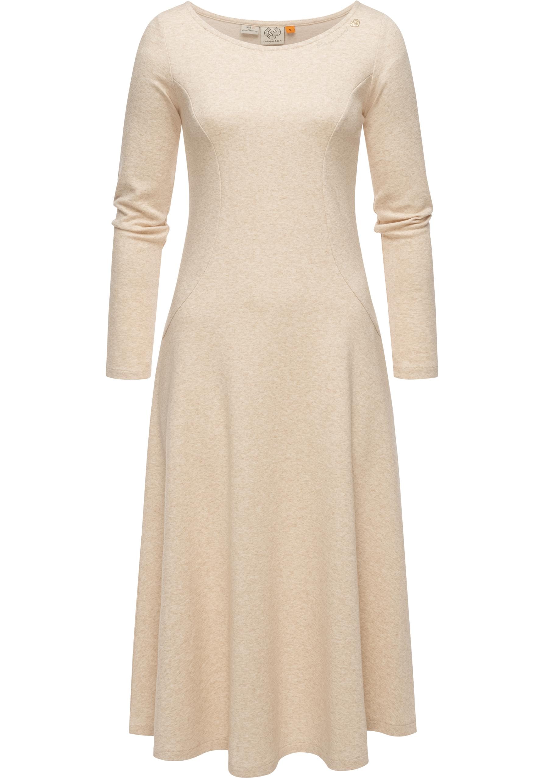 A-Linien-Kleid RAGWEAR "Appero Long", Damen, Gr. L (40), Normalgrößen, beige, Material: 70% Baumwolle, 30% Polyester, Basic, A-Linie ca. Mitte Wade, Rundhals, Ärmel ohne Ärmelschlitz abgesteppte Kante, Kleider, Stylisches Langarm-Kleid für den Winter Image