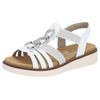Sandale REMONTE, Damen, Gr. 41, silber (weiß, silberfarben), Lederimitat, casual, Schuhe, Sommerschuh, Sandalette, Keilabsatz, mit praktischen Gummizügen