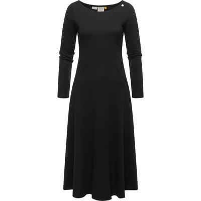 A-Linien-Kleid RAGWEAR "Appero Long", Damen, Gr. L (40), Normalgrößen, schwarz, Material: 70% Baumwolle, 30% Polyester, Basic, A-Linie ca. Mitte Wade, Rundhals, Langarm Ärmel ohne Ärmelschlitz abgesteppte Kante, Kleider, Stylisches Langarm-Kleid für... Image
