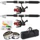 Tripquips Fishing Pole Set of 2, 6.9ft Carbon Fiber Telescopic Fishing Rod and Reel Combo, Smooth and Powerful 2PCS Spinning Fishing Combos, Gift for Men Fishing Gear and Equipment