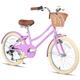 Glerc Missy 20" inch Girl Cruiser Kids Bike Shimano 6-Speed Teen Hybrid City Bicycle for Youth Ages 6 7 8 9 10 11 12 Years Old with Wicker Basket & Lightweight, Purple
