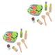 Vaguelly 2 Sets Cooking and Dining Kitchen Set Toys for Children Kids Kitchen Playset Mini Kitchen Playset Cookware Playset Toys Cutting Play Food Toddler Toy Parent-child Wooden Model