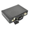 A1 FASHION GOODS Mens Leather Attache Case Black Twin Lock Classic Briefcase Business Bag - Musk