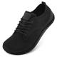 JOINFREE Men Barefoot Shoes Minimalist Walking Shoes Non-Slip Breathable Training Sneakers All Black 7 Wide