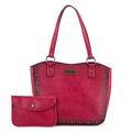 Wrangler Tote Bag for Women Western Studded Purse and Wallet Set, Retro Hot Pink, L
