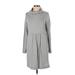 J.Jill Casual Dress - Sweater Dress High Neck Long sleeves: Gray Dresses - Women's Size X-Small