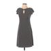 Ann Taylor Casual Dress - A-Line Keyhole Short sleeves: Gray Dresses - Women's Size 2 Petite