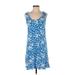 Draper James Casual Dress - Shift Scoop Neck Sleeveless: Blue Dresses - Women's Size Small