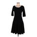 Ivanka Trump Casual Dress - A-Line Scoop Neck 3/4 sleeves: Black Print Dresses - Women's Size Medium