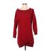 Z Avenue Usa Casual Dress - Mini: Burgundy Solid Dresses - Women's Size Small