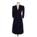 Gap Casual Dress - Shirtdress V Neck 3/4 sleeves: Blue Solid Dresses - Women's Size X-Small