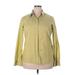Lands' End Long Sleeve Button Down Shirt: Green Checkered/Gingham Tops - Women's Size 18 Tall