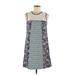 Xhilaration Casual Dress - Mini High Neck Sleeveless: Blue Dresses - Women's Size Medium