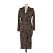 Attitudes by Renee Casual Dress - Wrap: Brown Leopard Print Dresses - New - Women's Size Medium Petite