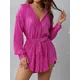 CHRONSTYLE – robe chemise froncée à manches longues col rabattu boutons couleur unie avec