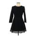 Zara Basic Casual Dress - Party Crew Neck 3/4 sleeves: Black Solid Dresses - Women's Size Medium