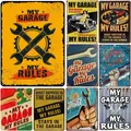 My Garage My Rules Metal 18 Signs Vintage Posters Plate Wall Decor for Garage Repair Shop Bars