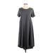 Lularoe Casual Dress - Midi Crew Neck Short sleeves: Gray Print Dresses - Women's Size Small