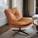 Lounge Chair - Hokku Designs Mahra 29.52" Wide Swivel Down Cushion Lounge Chair Faux Leather in Black | 34.64 H x 29.52 W x 35.43 D in | Wayfair