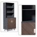 Corrigan Studio® Vintage Chic Freestanding Tall Storage Cabinet w/ Two Open Shelves & a Cabinet in Black/Gray/White | Wayfair