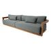 Willow Creek Designs Hermosa 119" Wide Outdoor Teak Rectangle Patio Sofa w/ Cushions Wood/Natural Hardwoods/Sunbrella® Fabric Included | Wayfair