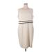 Kasper Casual Dress - Sheath Crew Neck Sleeveless: Ivory Color Block Dresses - Women's Size 20