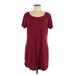 Young USA Casual Dress - Mini Scoop Neck Short sleeves: Burgundy Solid Dresses - Women's Size Large