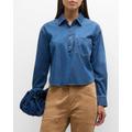 Avola Denim Button-front Top