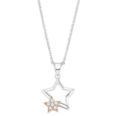 Kette mit Anhänger AMOR "Sterne, 2026031", rosa (silberfarben, roségoldfarben, weiß), Halsketten, Damen, Silber 925 (Sterlingsilber), L: 42cm, mit Zirkonia (synth.) Image