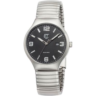 Solaruhr ETT "Sonora", silber (silberfarben, schwarz), Armbanduhren, Herren, Armbanduhr, Herrenuhr, Datum, Flexband, Zugband Image