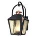 Westinghouse 6312300 Valley Forge One-Light Outdoor Wall Lantern Matte Black Finish with Copper Accents and Frosted Chimney in Clear Seeded Glass