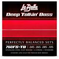 La Bella 760FS-TB Deep Talkin Bass Stainless Steel Flat Wound 4-String Bass Strings for Through-Body Bridges (45 - 105)