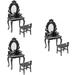 6 Pcs Vintage Dresser Stool Miniature Dessert Child House Furniture Table Dressing Wood