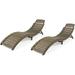 Afuera Living Outdoor Acacia Wood Foldable Chaise Lounge (Set of 2) Gray