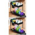 2pcs Hemoton Cabinet Storage Organizer Drawer Under Sink Sliding Organizer 2 Tier Slide Out Cabinet Storage Rack Bathroom Kitchen Organizer