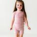 Heather Mauve Ribbed Two-Piece Short Sleeve & Shorts Pajama Set - 2T