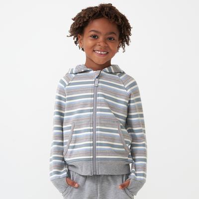 Vintage Teal Stripe Zip Hoodie - 3T