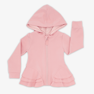 Mauve Blush Peplum Hoodie - 12-18 months