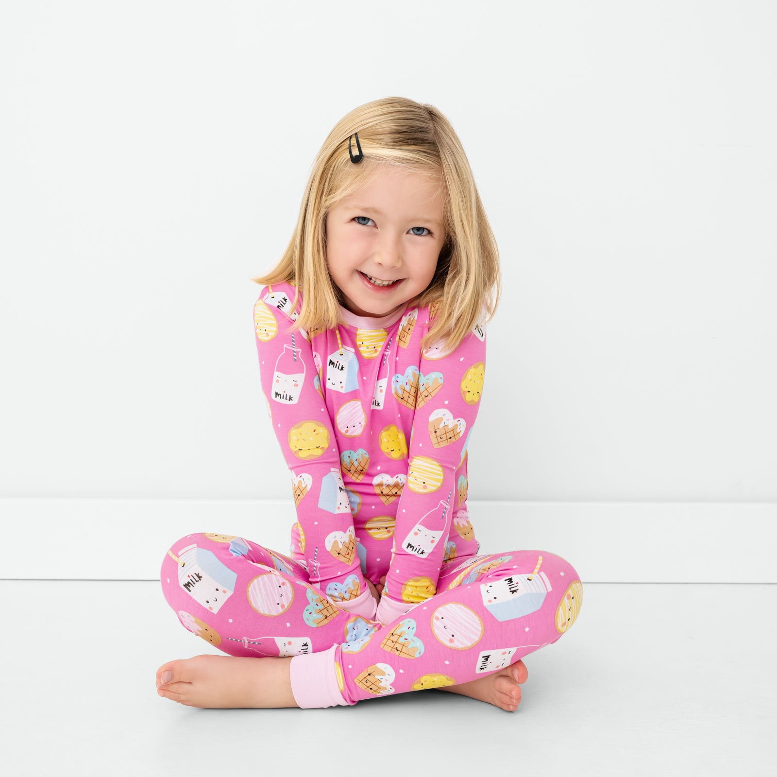 Pink Cookies & Milk Two-Piece Pajama Set - 3T