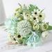 Aufmer Artificial Flowers Combo Green Flowers Mix Silk Flowers Dahlia Roses with Stems for DIY Wedding Bridal Bouquets Baby Shower Floral Arrangement Table Centerpieces Home Decorations.