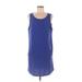 JACK Casual Dress - Shift Scoop Neck Sleeveless: Blue Print Dresses - Women's Size Medium