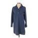 Levi's Casual Dress - Shirtdress Collared 3/4 sleeves: Blue Polka Dots Dresses - Women's Size X-Small